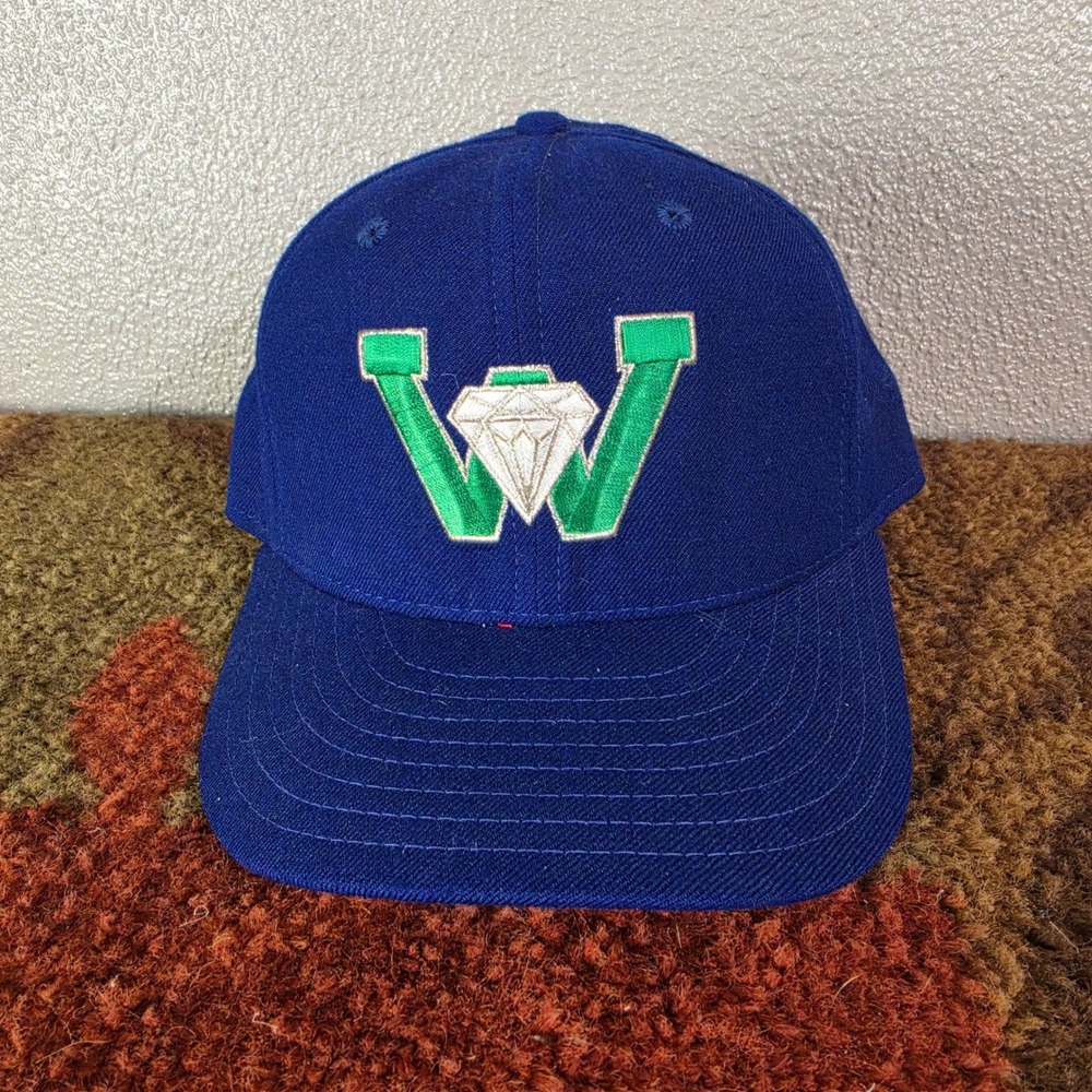 Vintage Waterloo Diamonds New Era 5950 Fitted Hat Mens 6 7/8 Minor Wool Made USA